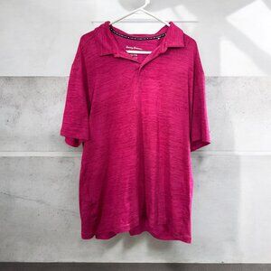 Tommy Bahama XXL IslandZone Polo Shirt - Hot Pink Tropical Jacquard,